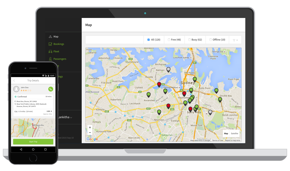 taxi app map