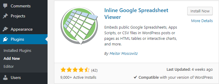 Inline Google Spreadsheet Viewer