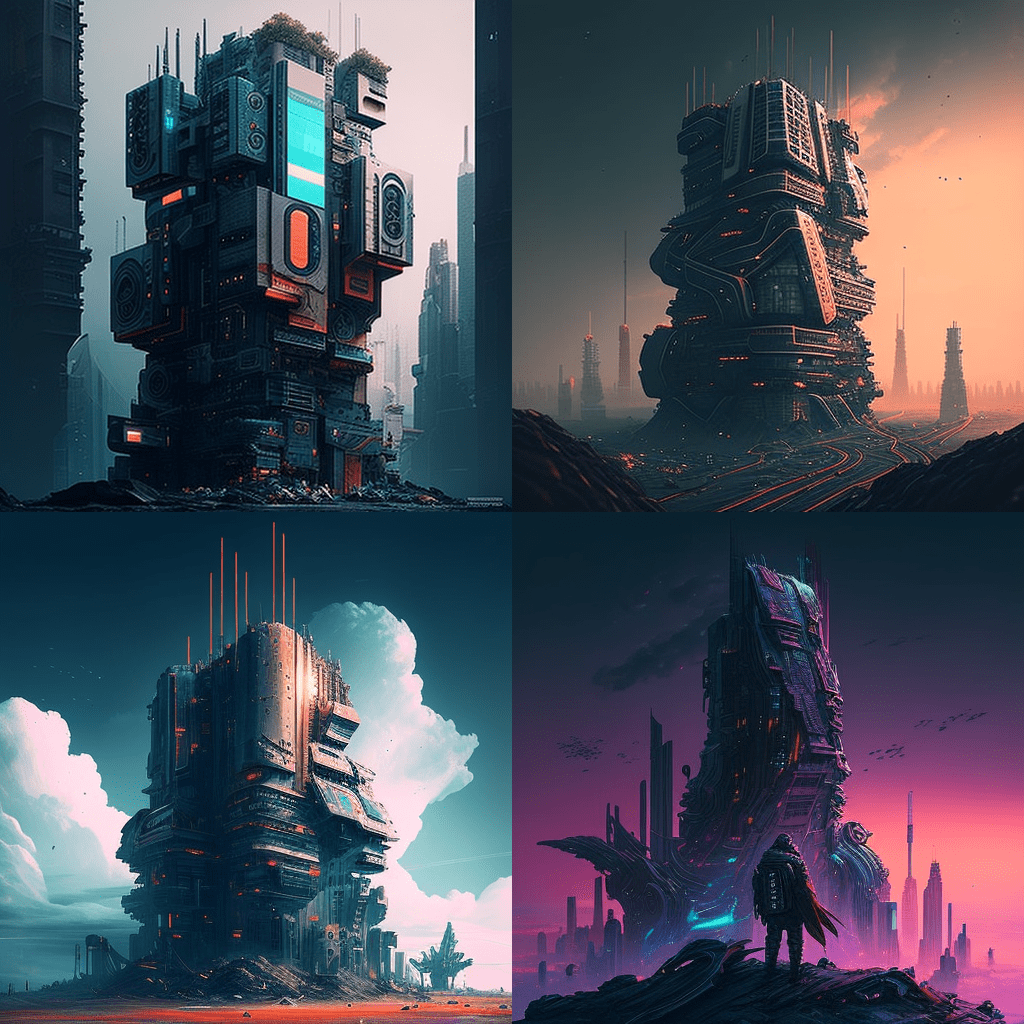 Programming, futuristic, cyberpunk, big tower, skyscrapers-min