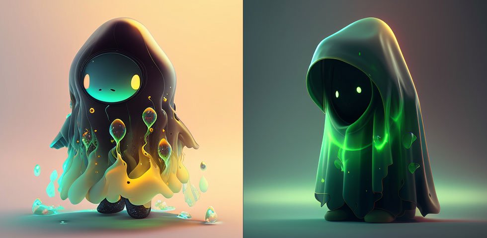 light humanoid cloak little slime traits abstract 2d character-min