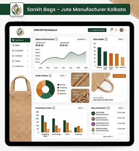 Custom CRM ERP Dashboard for Sankh Bags – Jute Manufacturer Kolkata